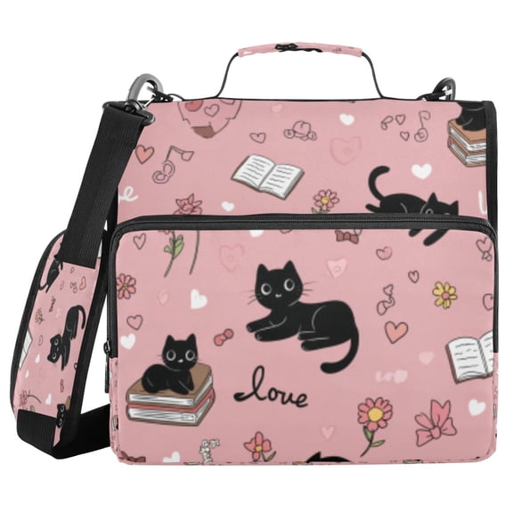 DIXRUYEE Zipper Binder trapper keeper Documents Organized Blush - Toned Cat and Charm Collage Printed