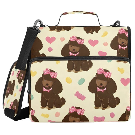 DIXRUYEE Zipper Binder trapper keeper Documents Organized Bowed Poodles Printed