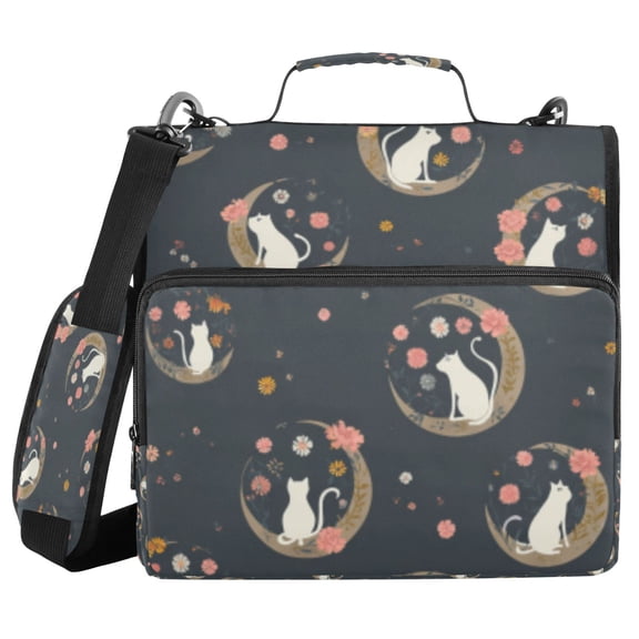 DIXRUYEE Zipper Binder trapper keeper Documents Organized Cats and Moon Bubbles Dark Printed