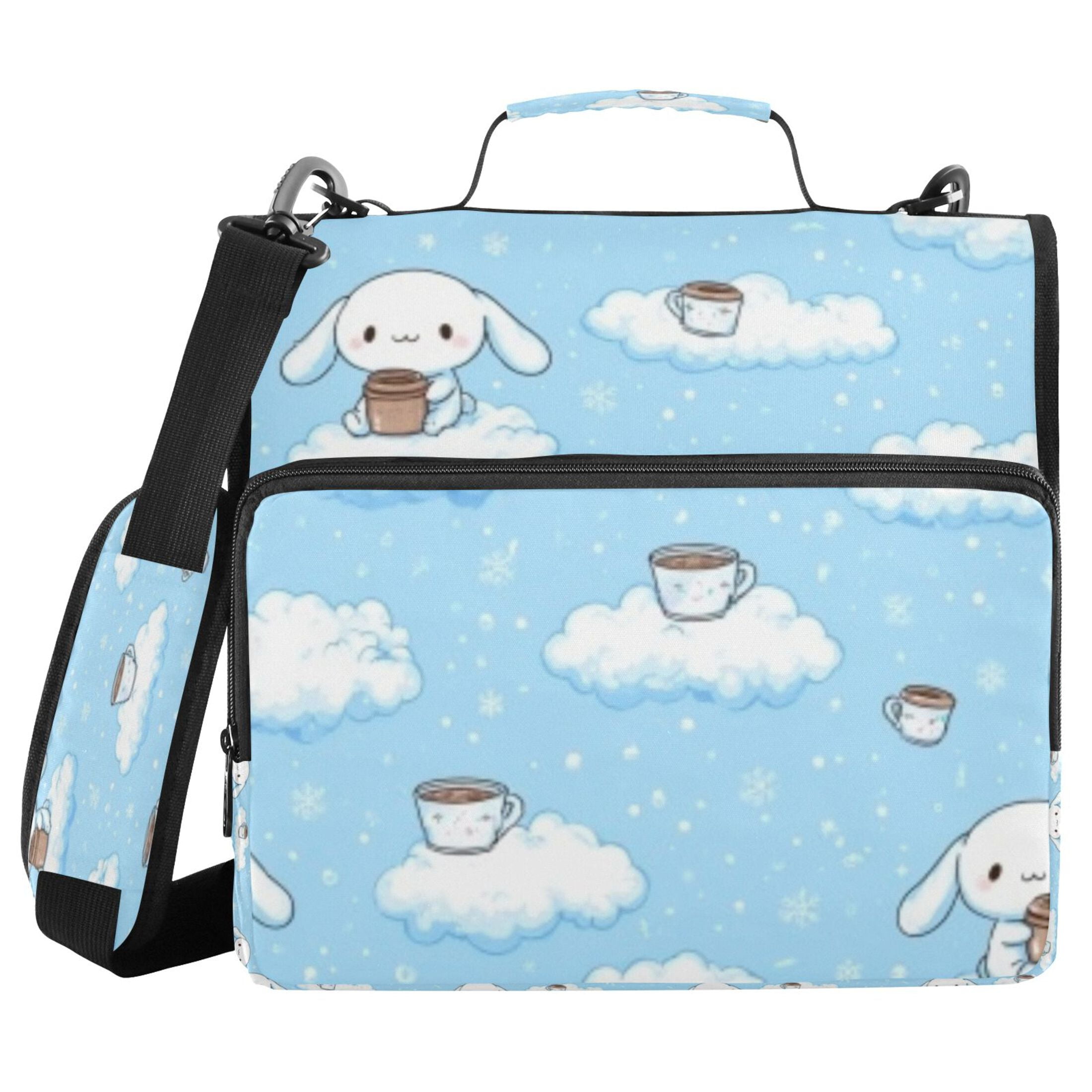 DIXRUYEE Zipper Binder trapper keeper Documents Organized Cloudy Bunny Café Printed