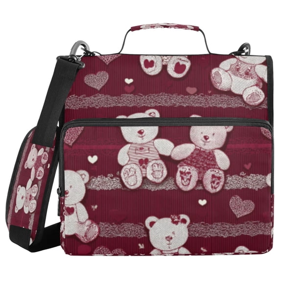 DIXRUYEE Zipper Binder trapper keeper Documents Organized Crimson Teddy Bear Jubilee Printed