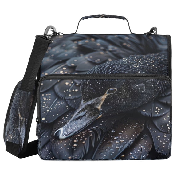 DIXRUYEE Zipper Binder trapper keeper Documents Organized Dark Feather Mystery Printed