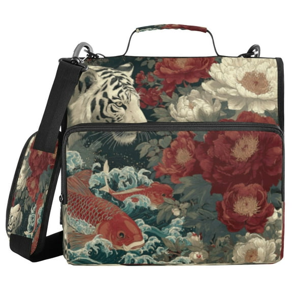 DIXRUYEE Zipper Binder trapper keeper Documents Organized Design Blush Koi & Fluffy Tiger Printed