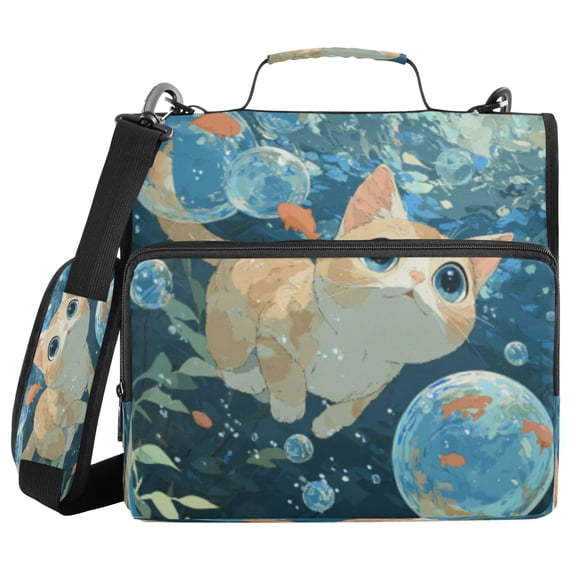 DIXRUYEE Zipper Binder trapper keeper Documents Organized Design Bubbly Kitten Swim Printed