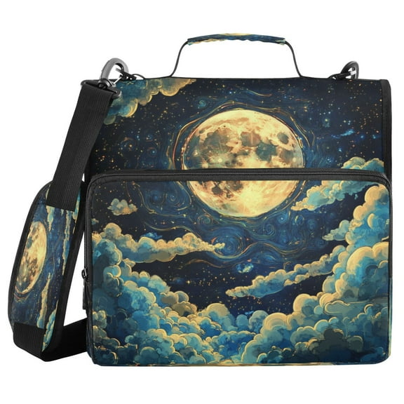DIXRUYEE Zipper BinderTrapper of keeper Documents Organized Design Celestial Moonlit Dream Printed