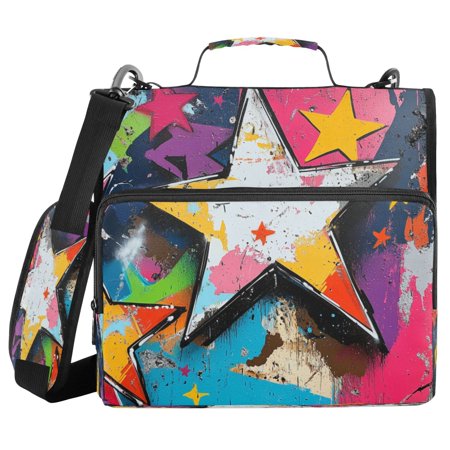 DIXRUYEE Zipper BinderTrapper of keeper Documents Organized Design Colorful Starscape Printed