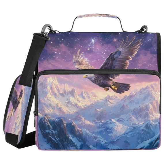 DIXRUYEE Zipper BinderTrapper of keeper Documents Organized Design Eagle's Celestial Flight Printed