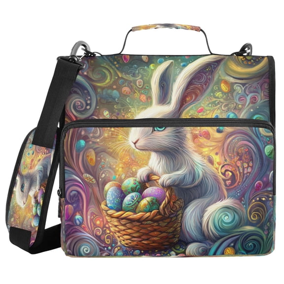 DIXRUYEE Zipper BinderTrapper of keeper Documents Organized Design Enchanted Easter Bunny Printed