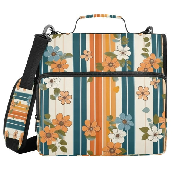 DIXRUYEE Zipper BinderTrapper of keeper Documents Organized Design Floral Stripes Printed