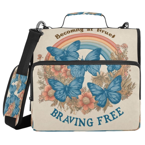 DIXRUYEE Zipper Binder trapper keeper Documents Organized Design Fly Into Freedom Printed