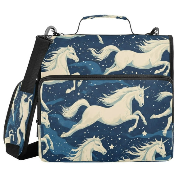 DIXRUYEE Zipper BinderTrapper of keeper Documents Organized Design Galloping Unicorns Printed