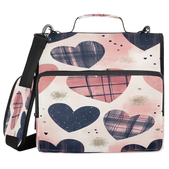 DIXRUYEE Zipper Binder trapper keeper Documents Organized Design Heart Patterns Printed