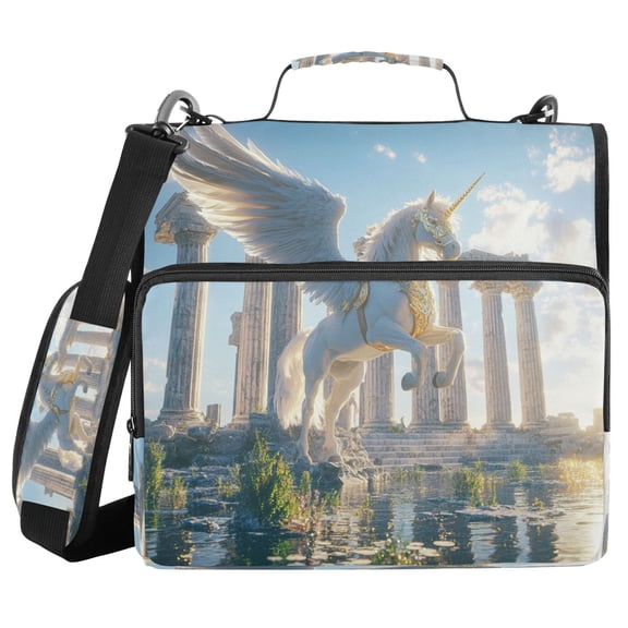 DIXRUYEE Zipper BinderTrapper of keeper Documents Organized Design Legendary Pegasus Printed