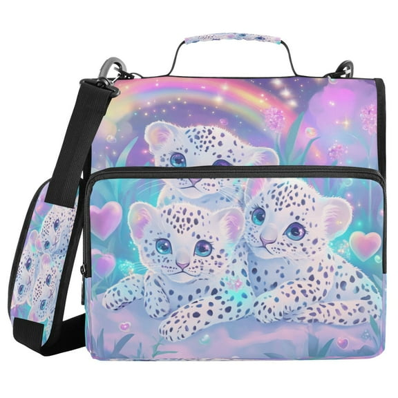 DIXRUYEE Zipper BinderTrapper of keeper Documents Organized Design Leopard Trio under The Rainbow Printed