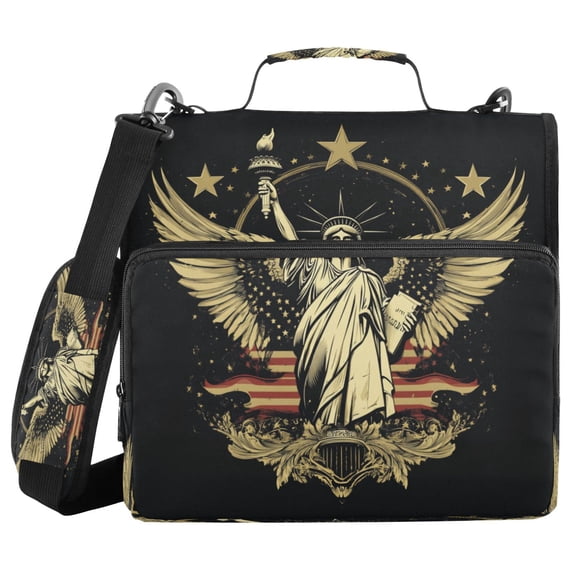 DIXRUYEE Zipper BinderTrapper of keeper Documents Organized Design Liberty's Embrace Printed