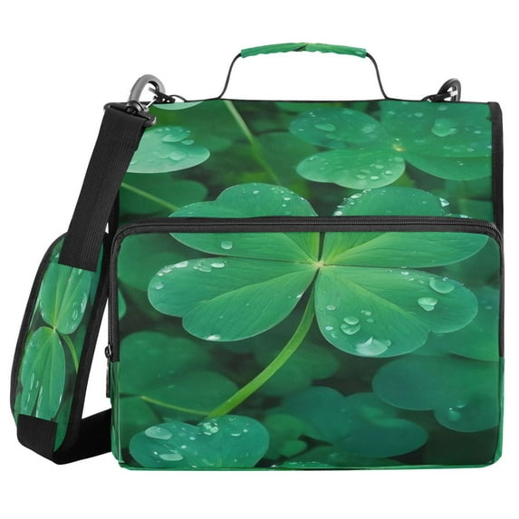 DIXRUYEE Zipper Binder trapper keeper Documents Organized Design Lucky Leaves Printed