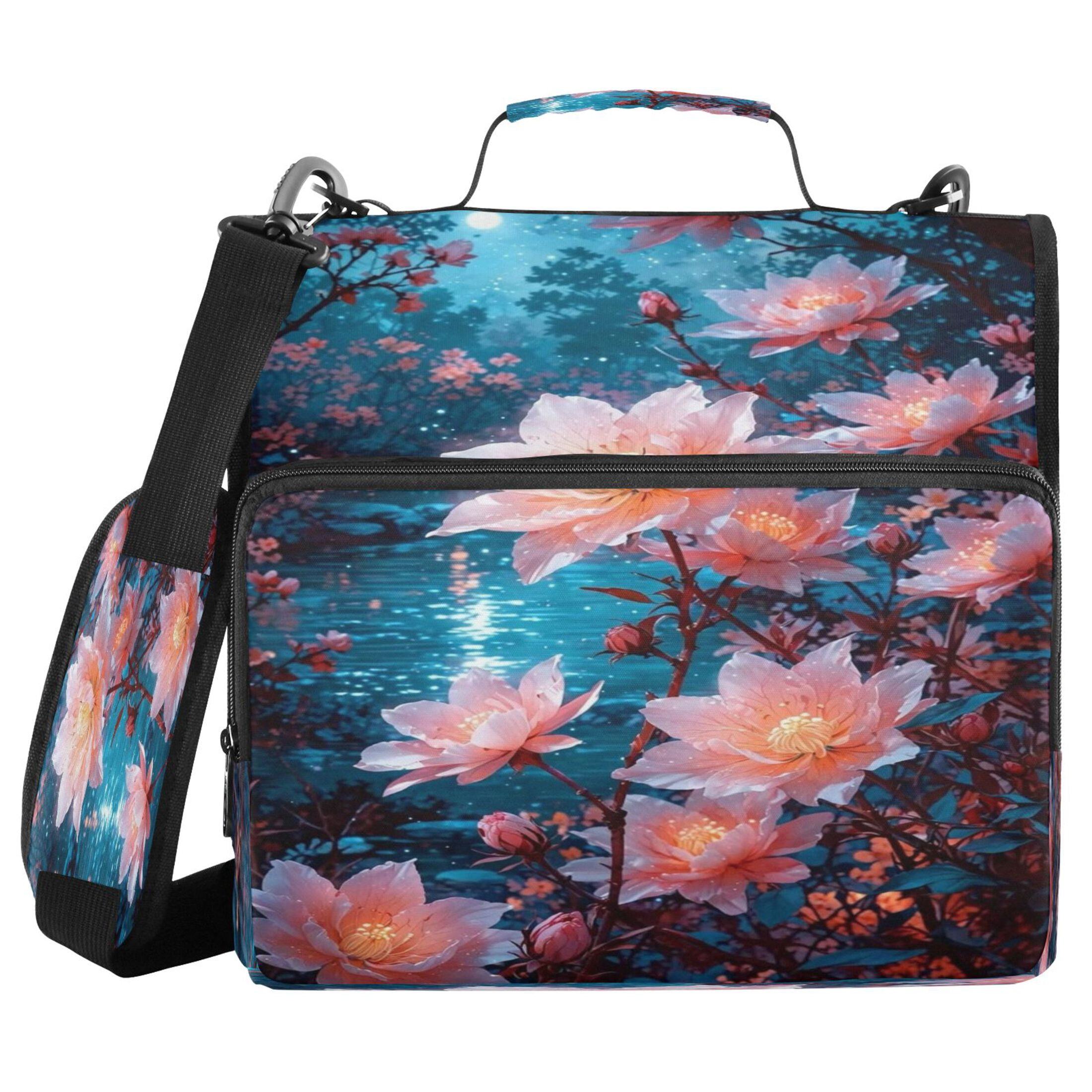 DIXRUYEE Zipper Binder trapper keeper Documents Organized Design Moonlit Blossom Printed