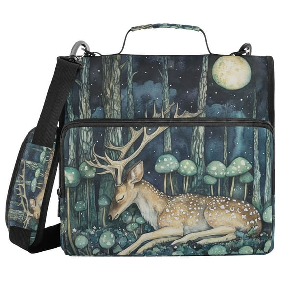 DIXRUYEE Zipper BinderTrapper of keeper Documents Organized Design Moonlit Deer Retreat Printed