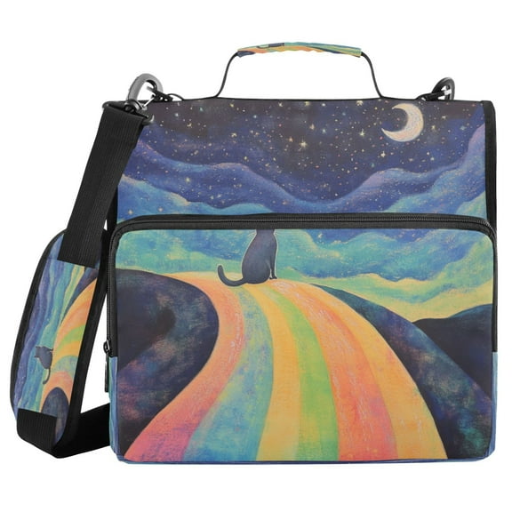 DIXRUYEE Zipper BinderTrapper of keeper Documents Organized Design Moonlit Rainbow Journey Printed