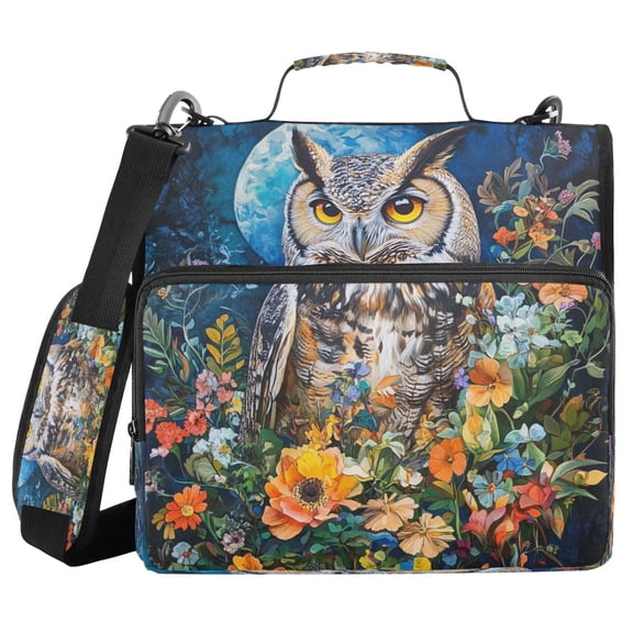 DIXRUYEE Zipper BinderTrapper of keeper Documents Organized Design Owl Of The Night Printed