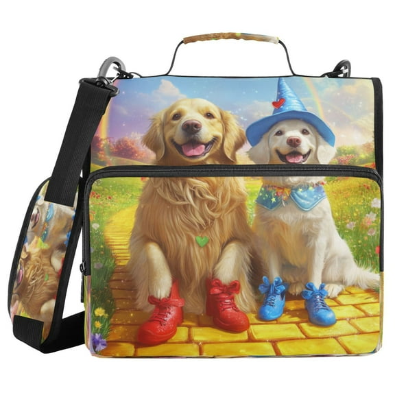 DIXRUYEE Zipper BinderTrapper of keeper Documents Organized Design Paws on The Yellow Brick Road Printed