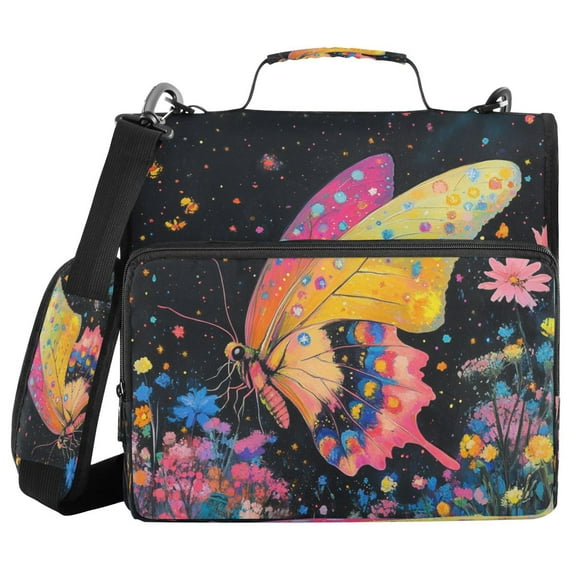 DIXRUYEE Zipper BinderTrapper of keeper Documents Organized Design Rainbow Butterfly Dance Printed