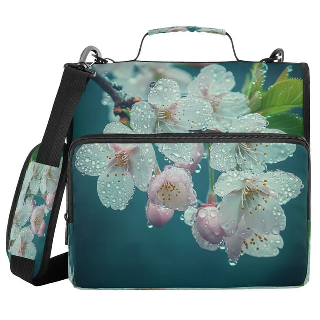 DIXRUYEE Zipper Binder trapper keeper Documents Organized Design Raindrop Blossom Beauty Printed