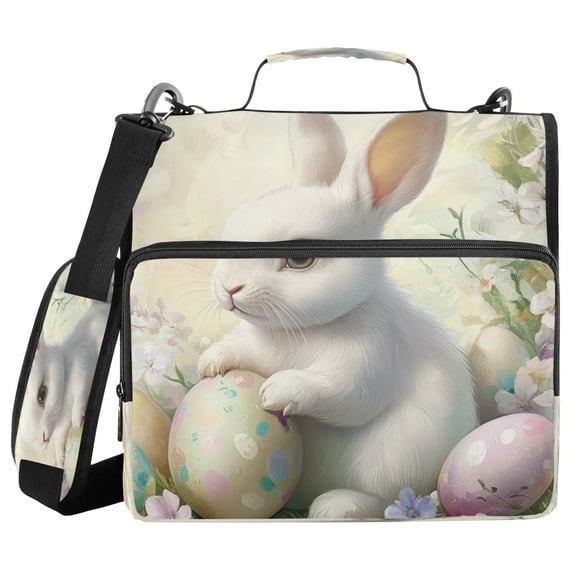 DIXRUYEE Zipper BinderTrapper of keeper Documents Organized Design Springtime Bunny Joy Printed