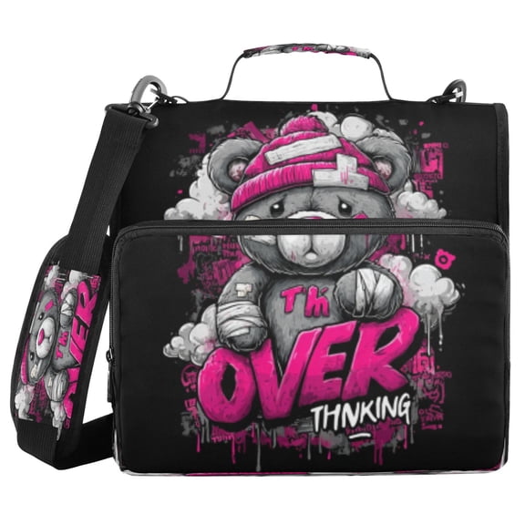 DIXRUYEE Zipper Binder trapper keeper Documents Organized Design Thinking Bear Printed