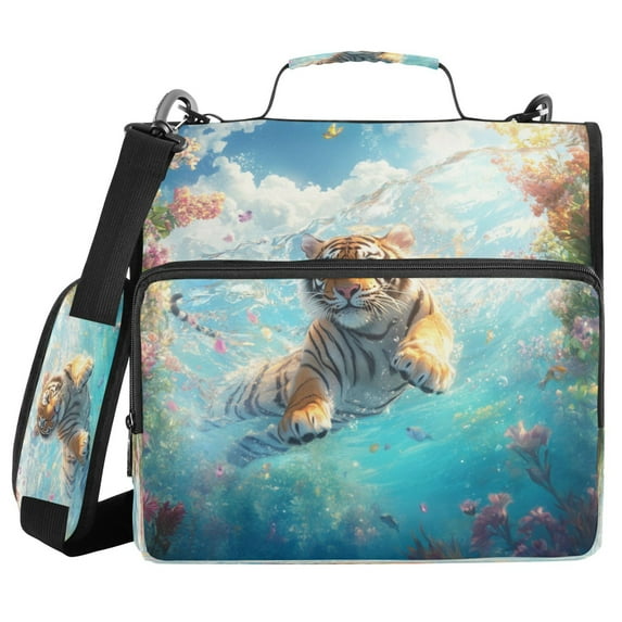 DIXRUYEE Zipper BinderTrapper of keeper Documents Organized Design Tigers Splash Oasis Printed