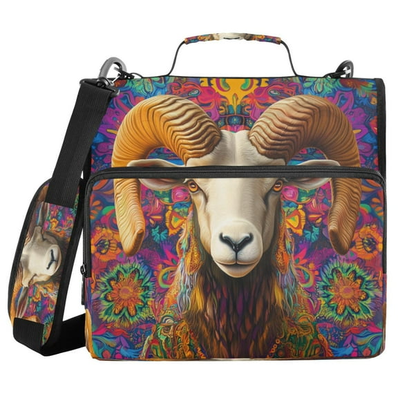 DIXRUYEE Zipper BinderTrapper of keeper Documents Organized Design Vibrant Spirit Of The Ram Printed