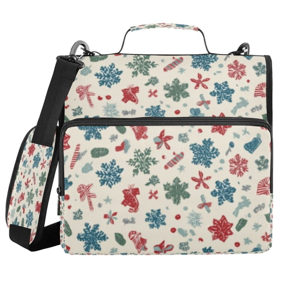 DIXRUYEE Zipper Binder trapper keeper Documents Organized Festive Snowflake Medley Printed