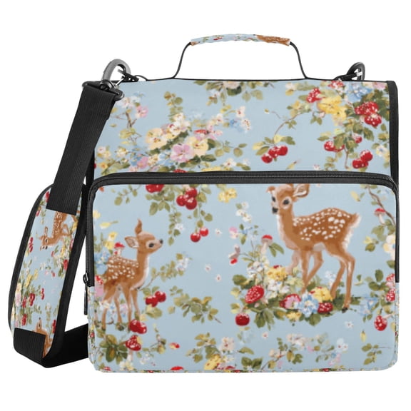 DIXRUYEE Zipper Binder trapper keeper Documents Organized Forest with Deer Friends Printed