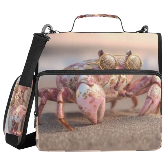 DIXRUYEE Zipper Binder trapper keeper Documents Organized Glass Pink Crab Printed
