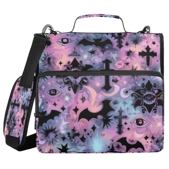 DIXRUYEE Zipper Binder trapper keeper Documents Organized Gothic Bat Printed