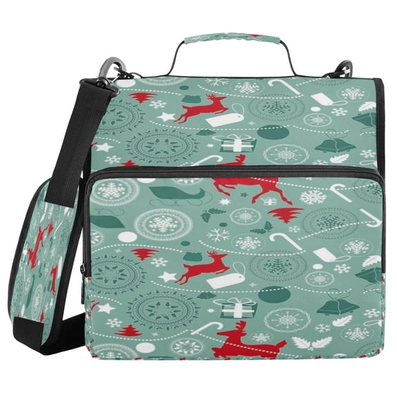 DIXRUYEE Zipper Binder trapper keeper Documents Organized Minty Reindeer Holiday Whimsy Printed