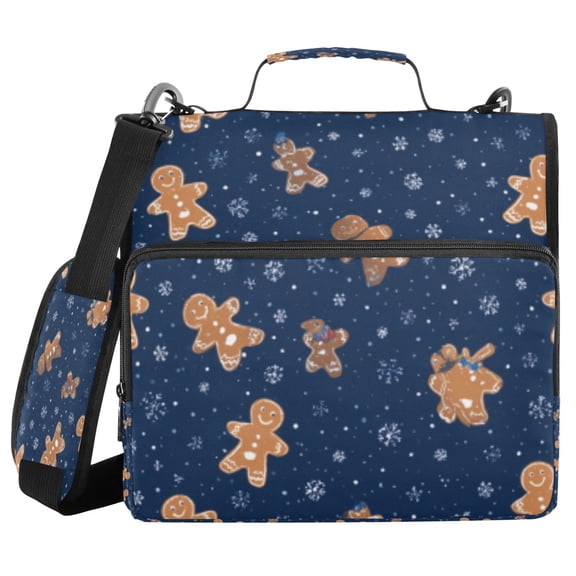 DIXRUYEE Zipper Binder trapper keeper Documents Organized Navy Gingerbread Snow Printed