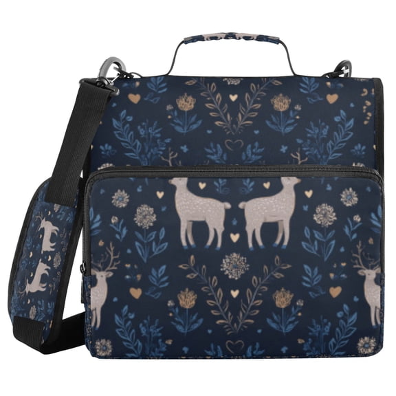 DIXRUYEE Zipper Binder trapper keeper Documents Organized Nocturnal Deer Whispers Printed