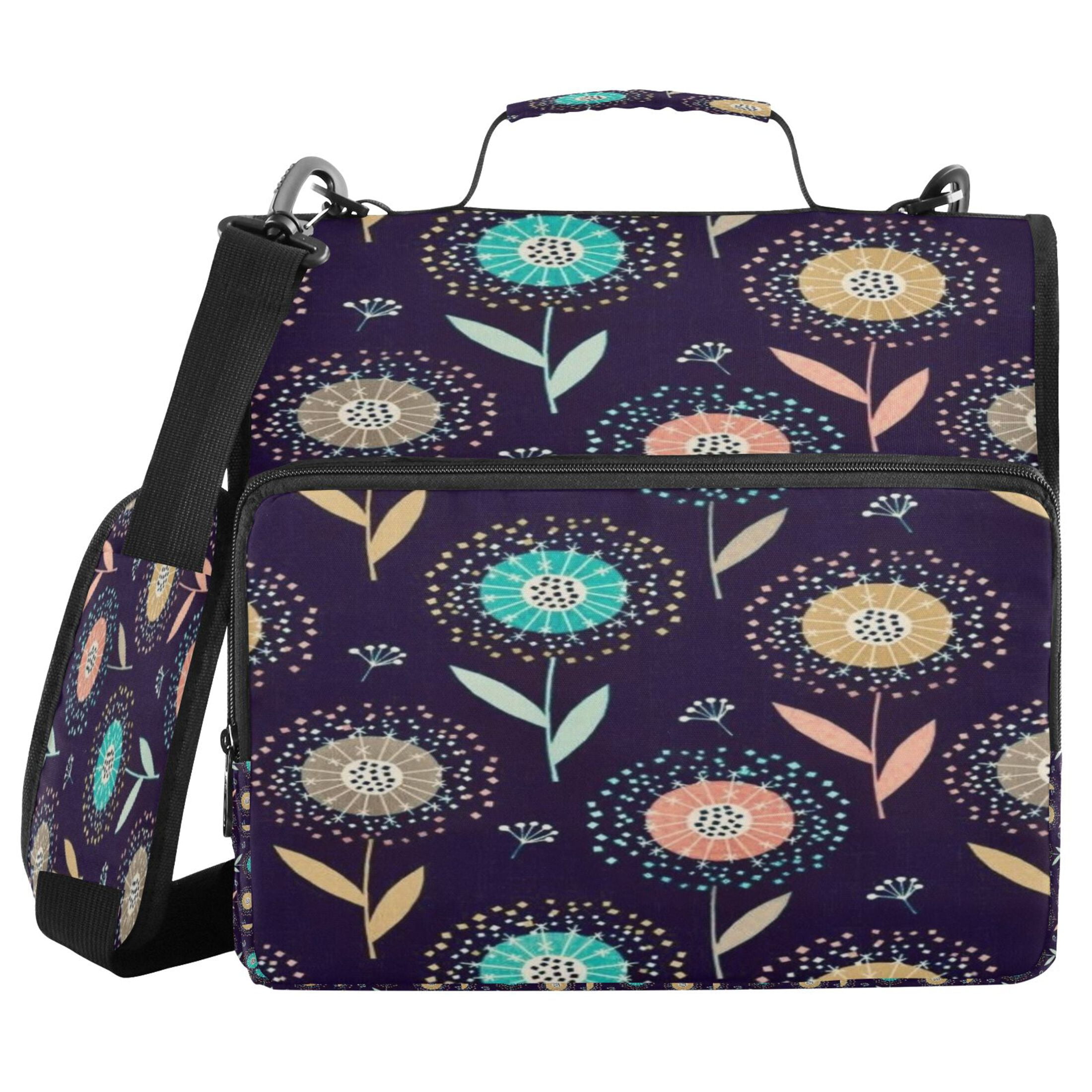 DIXRUYEE Zipper Binder trapper keeper Documents Organized Nocturnal Floral Fireworks Printed