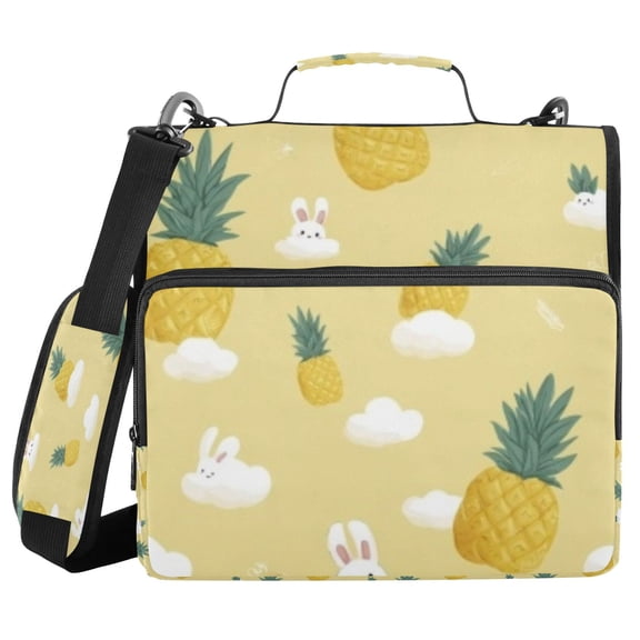 DIXRUYEE Zipper Binder trapper keeper Documents Organized Pineapple Bunny Yellow Printed