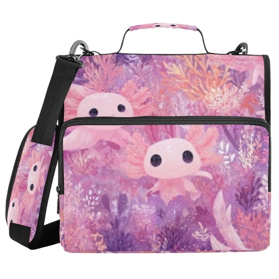 DIXRUYEE Zipper Binder trapper keeper Documents Organized Pink Fish Purple Reef Printed