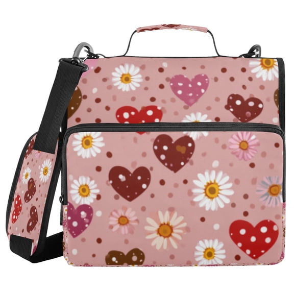 DIXRUYEE Zipper Binder trapper keeper Documents Organized Pink Heart - Daisy Fusion Printed