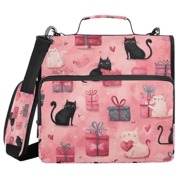 DIXRUYEE Zipper Binder trapper keeper Documents Organized Pink Kitty Gift Gala Printed