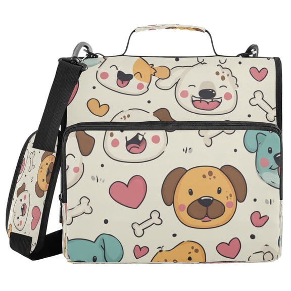 DIXRUYEE Zipper Binder trapper keeper Documents Organized Puppy Love Doodle Party Printed