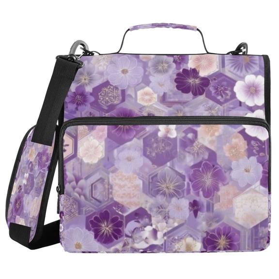 DIXRUYEE Zipper Binder trapper keeper Documents Organized Purple Floral Mosaic Printed