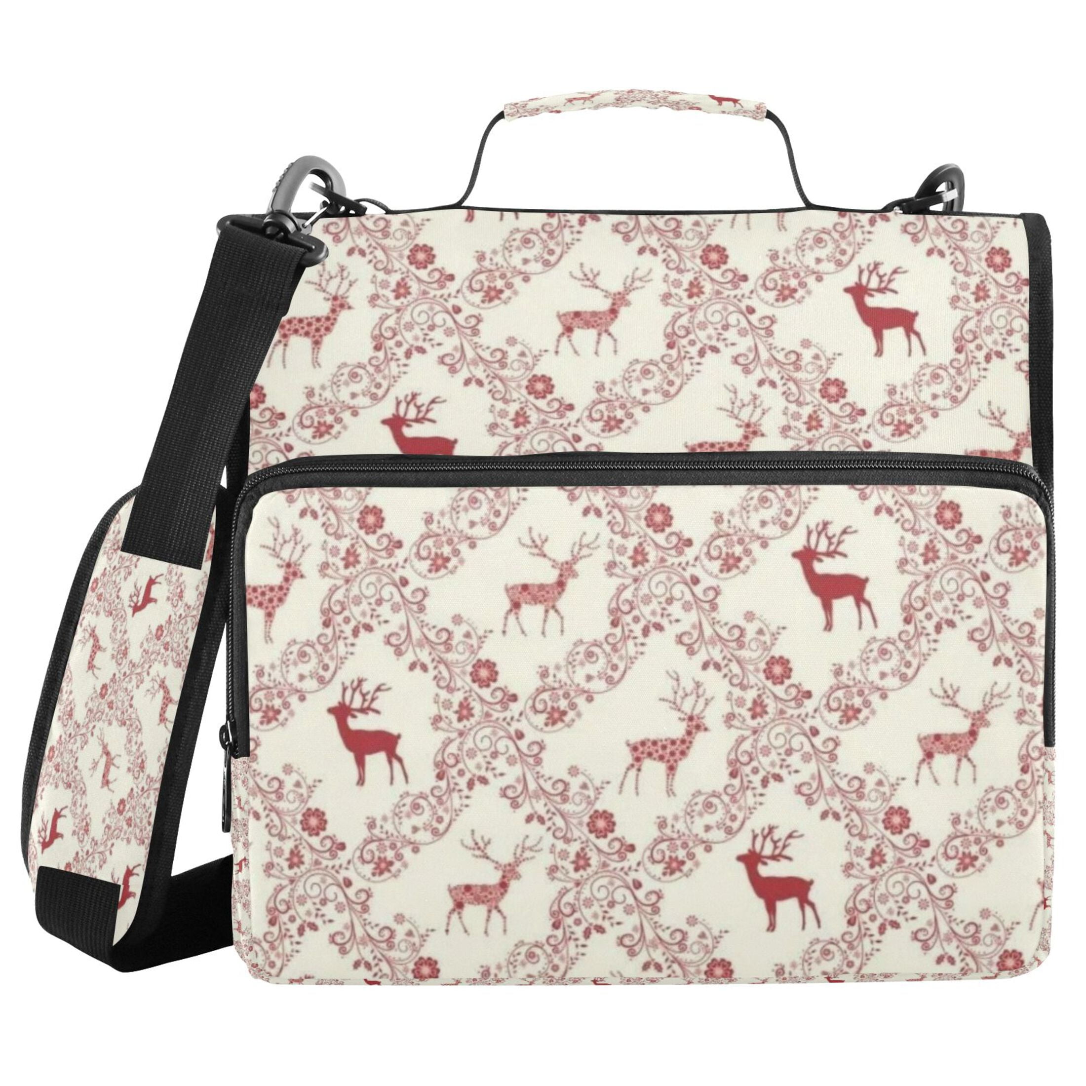 DIXRUYEE Zipper Binder trapper keeper Documents Organized Scarlet Reindeer Vine Tapestry Printed