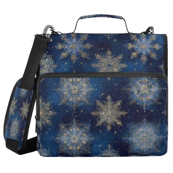 DIXRUYEE Zipper Binder trapper keeper Documents Organized Snowflake Midnight Printed
