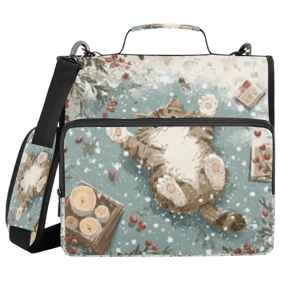 DIXRUYEE Zipper Binder trapper keeper Documents Organized Snowy Winter Candle Printed