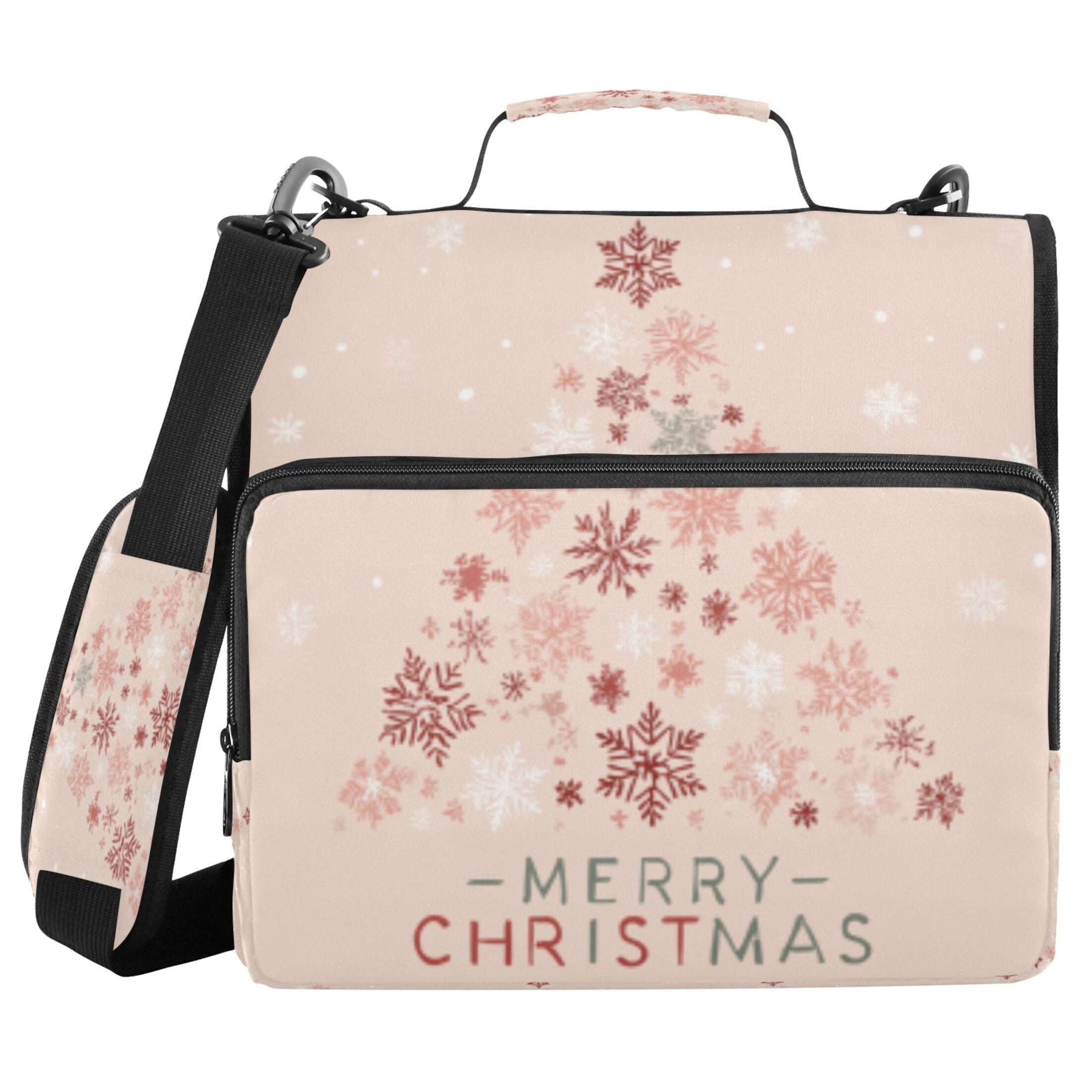 DIXRUYEE Zipper Binder trapper keeper Documents Organized Soft Snowfall Christmas Tree Printed