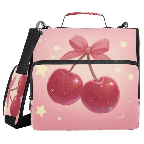 DIXRUYEE Zipper Binder trapper keeper Documents Organized Star - Lit Cherry Bows Printed